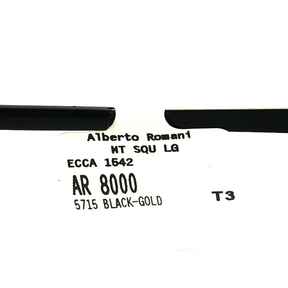 Alberto Romani Eyeglasses Frames AR8000 BK Black Gold Rectangle 57-15-140